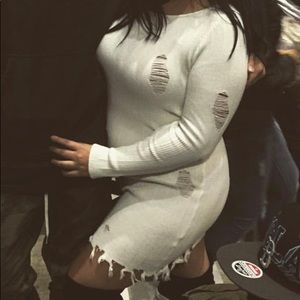 White distressed dress